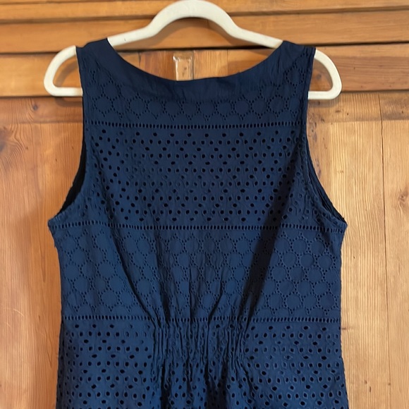 Banana Republic Navy Blue Cotton Eyelet Dress Sz. 14 fits like a 12 - Picture 3 of 13